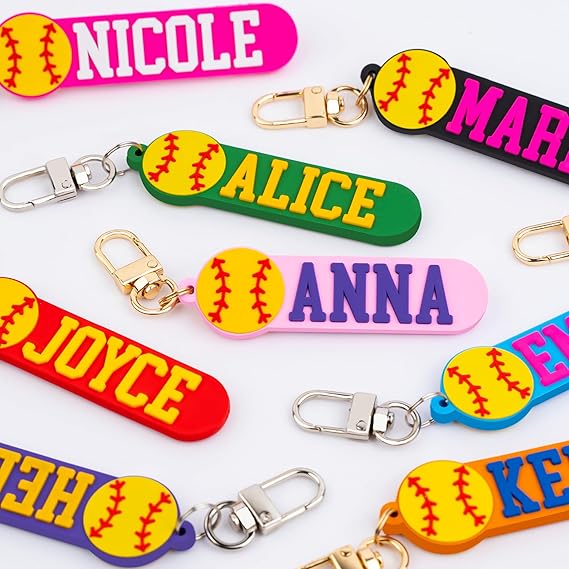 Personalized Softball Keychain